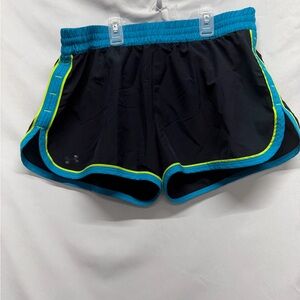 Under Armour Black Shorts with Aqua Blue and Neon Highlights